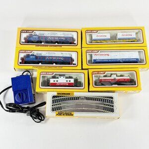 Life Like HO Train Set Lot 6 Armstrong World Industries Cars Track HO Gauge